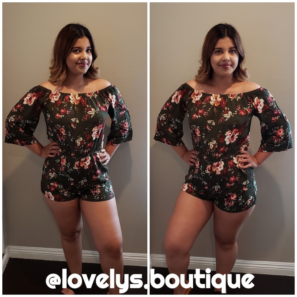 SALE $10 Off the shoulder floral romper